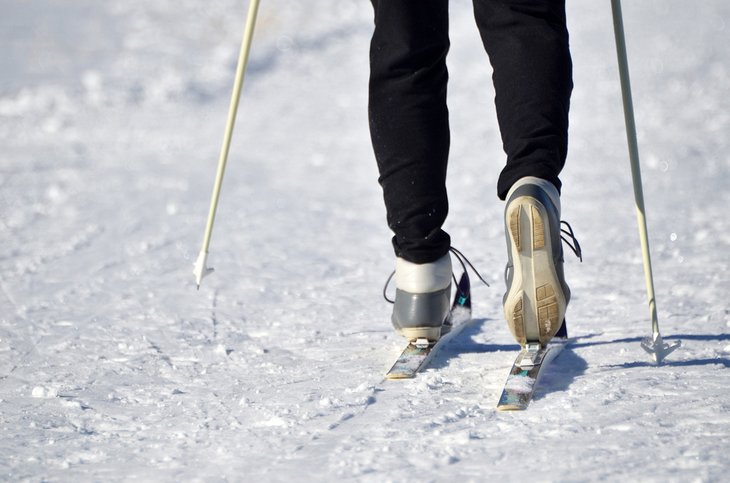 Close-up of a cross country skier