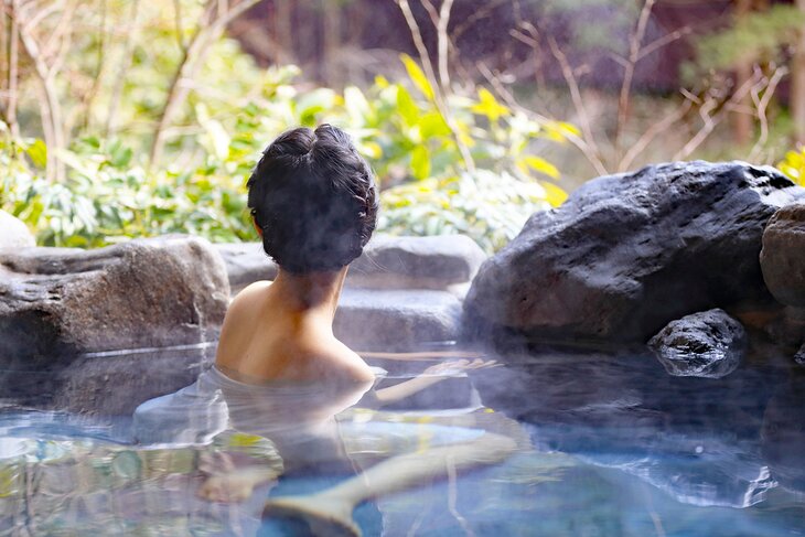 Women relaxing in a hot spring
