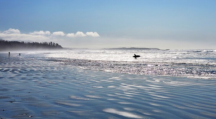Surfer in the waves in Tofino