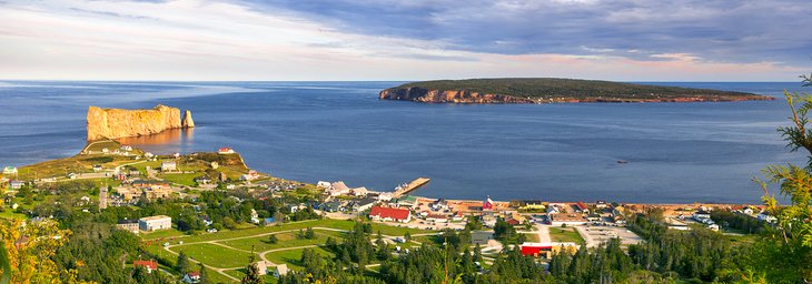 View of Perce Rock and Bonaventure Island from Mount Sainte-Anne lookout