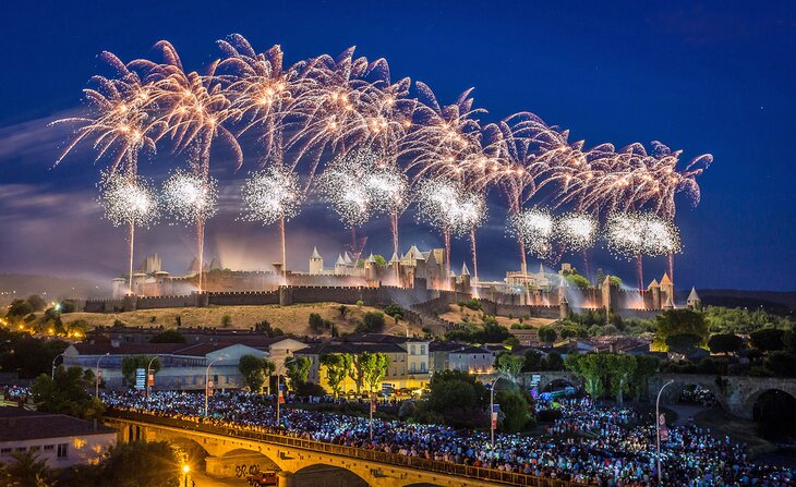 Fireworks on Bastille Day in Carcassonne