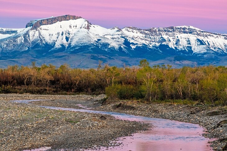 Snow-capped mountains near Choteau