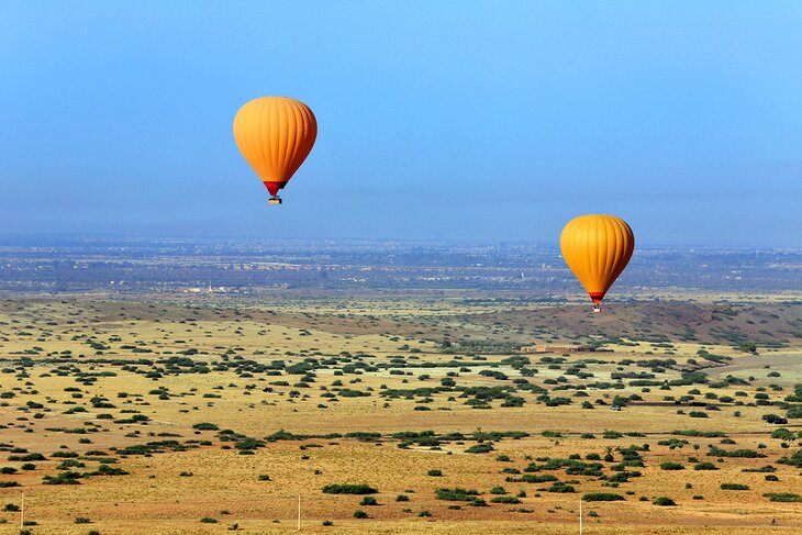 Hot air balloons over the Marrakesh countryside