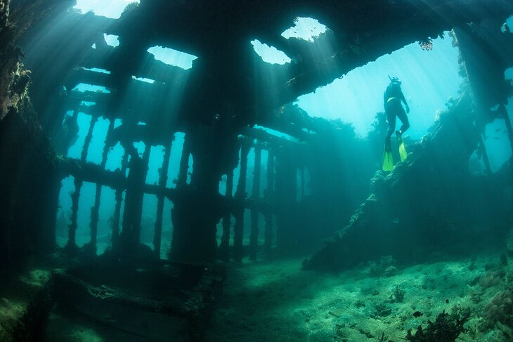 Snorkeling a wreck in the Solomon Islands