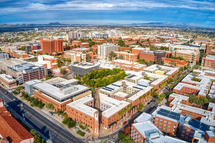 Aerial view of the University of Arizona