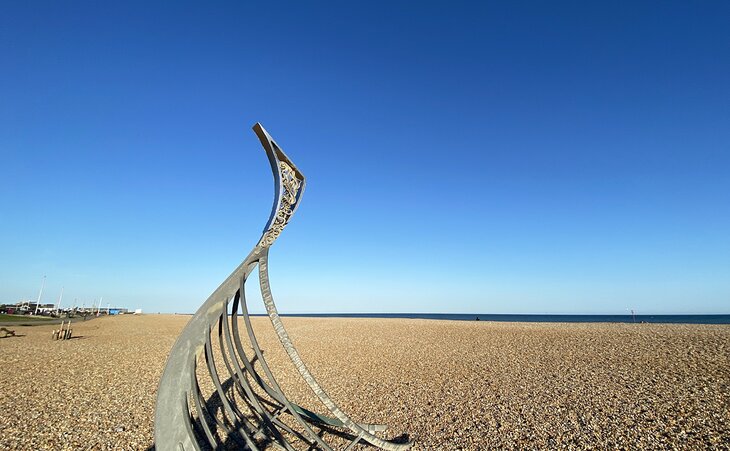 Norman statue on the beach in Hastings