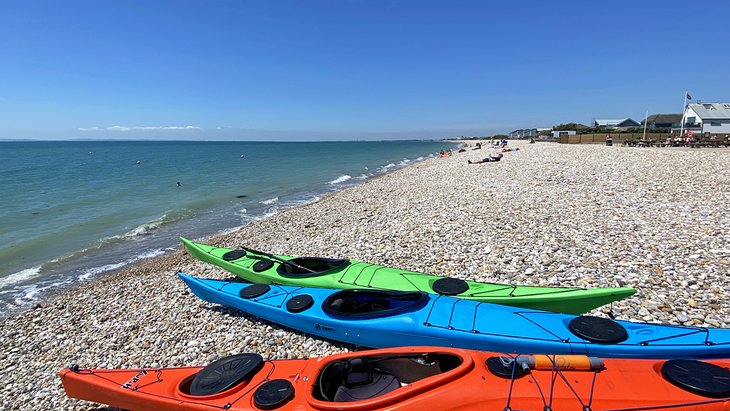 Kayaks on East Wittering Beach