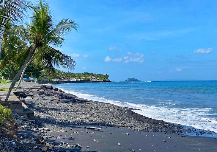 Black-sand beach in Manggis