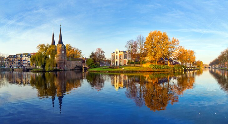 Delftse Schie Canal and the Eastern Gate (Oostpoort) in Delft