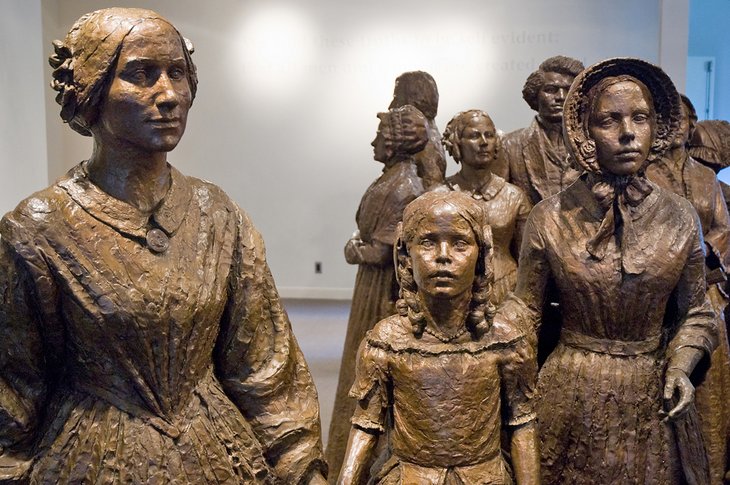 Statues at the Women's Rights National Historical Park in Seneca Falls