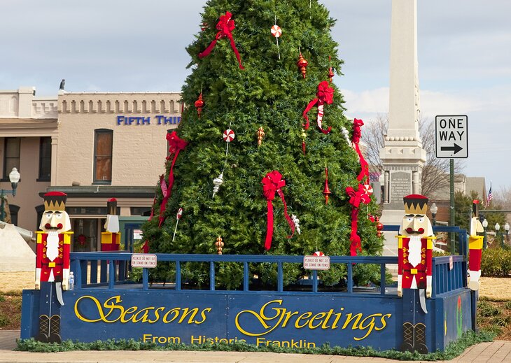 Christmas decorations in Franklin, Tennessee