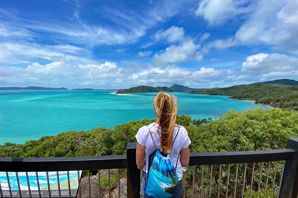 Author, Karen Hastings, enjoying the view over Hill Inlet