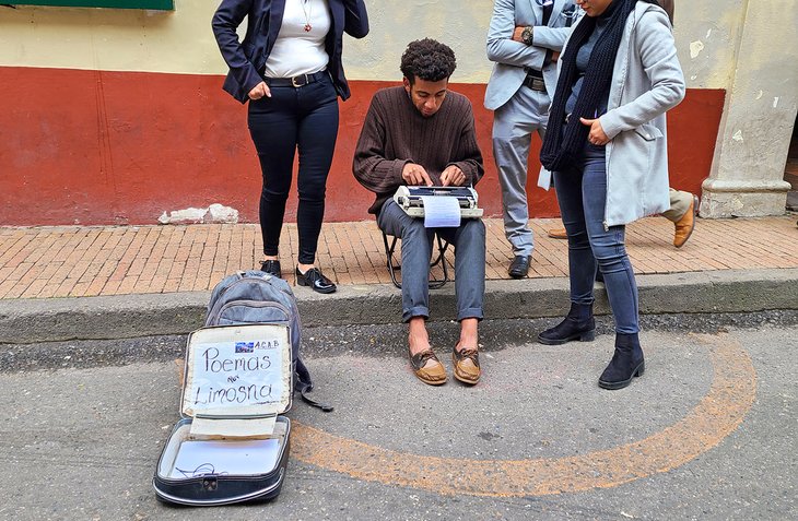 A poet near Plaza Bolivar