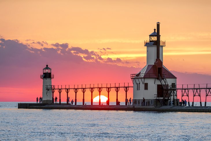 Outer North Pier Lighthouses at Sunset