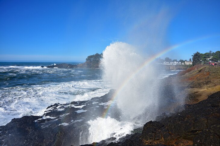 Spouting Horn at Depoe Bay on a clear winter day