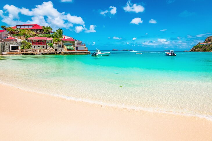 Crystal-clear water at a beach in St. Barts