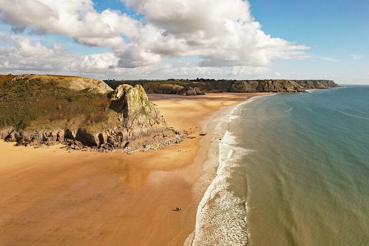 Aerial view of Three Cliffs Bay Beach | Photo Copyright: Ian Henderson