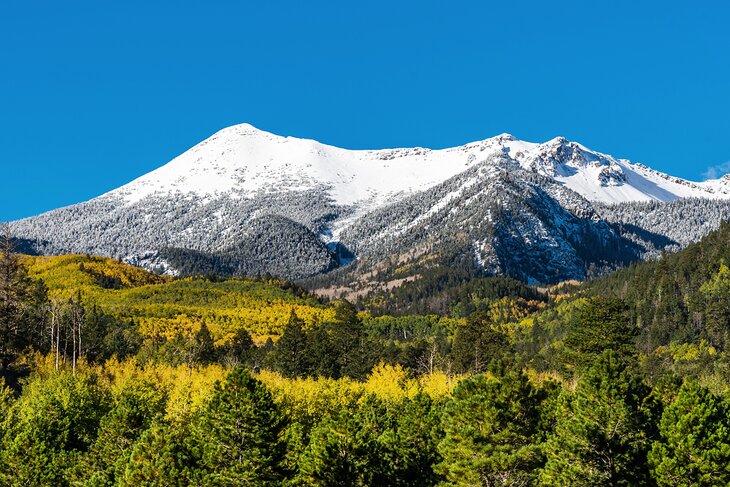 Snow-covered San Francisco Peaks near Flagstaff