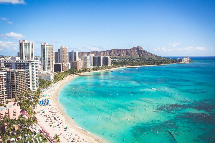 View over Waikiki Beach and Diamond Head