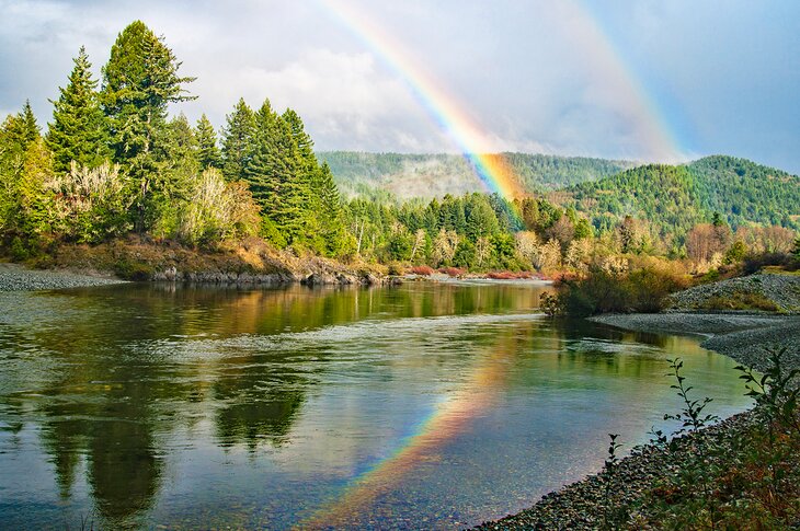 Rainbow over Jedediah Smith Redwoods State Park