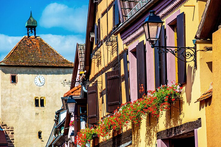 Colorful buildings and flowers in Turckheim