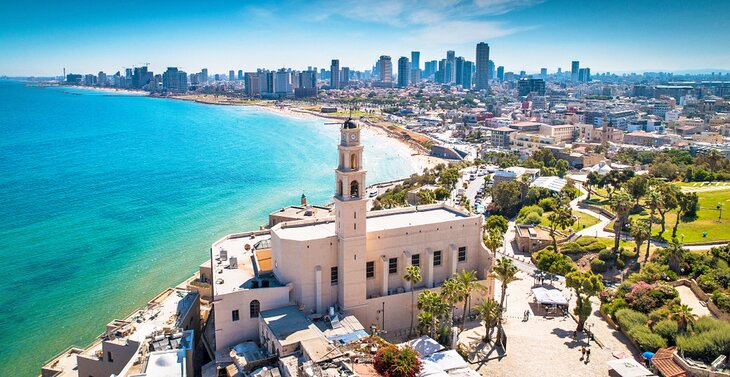 View over Jaffa with the Tel Aviv skyline in the distance