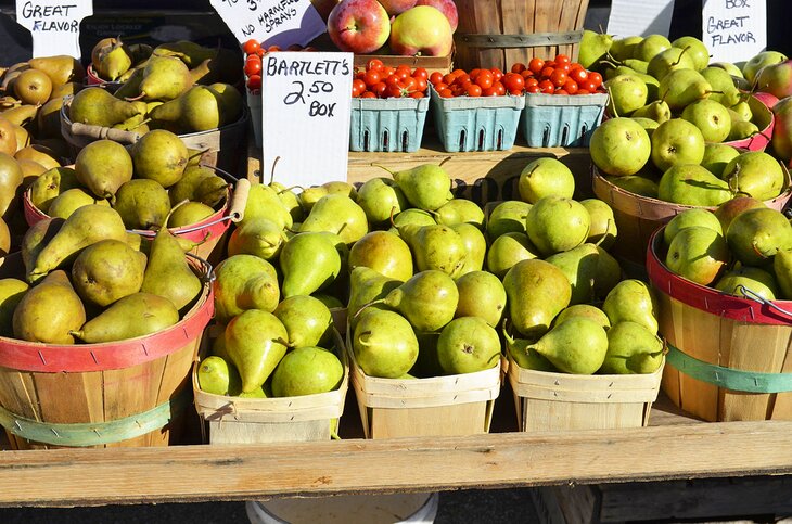 Local produce for sale at the farmers market