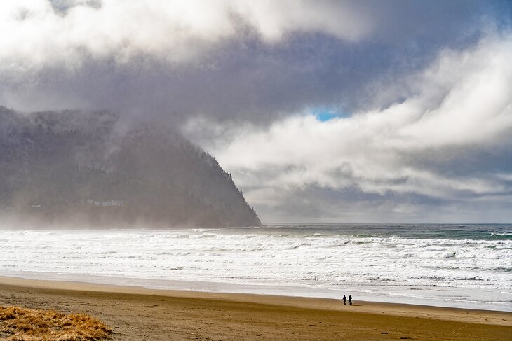 Tillamook head with beach in foreground