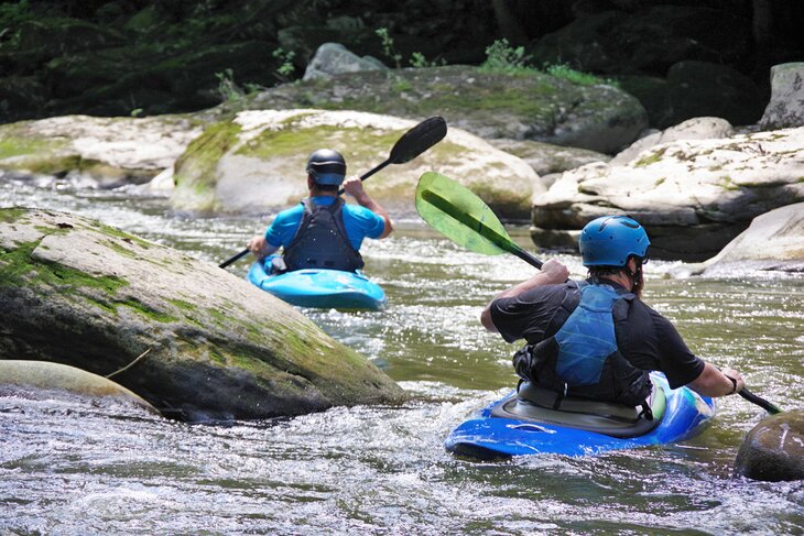 Kayakers on a river in Pennsylvania