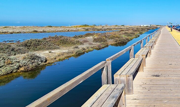 Estuary and boardwalk behind Playa de Camposoto