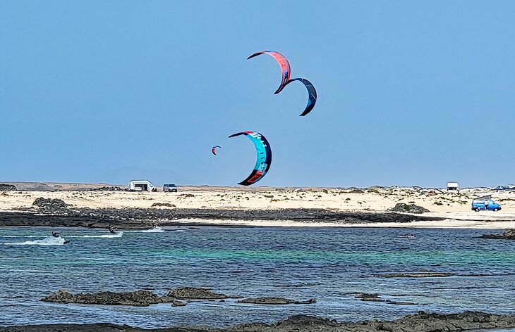 Kiteboarding near Faro de Toston on Fuerteventura