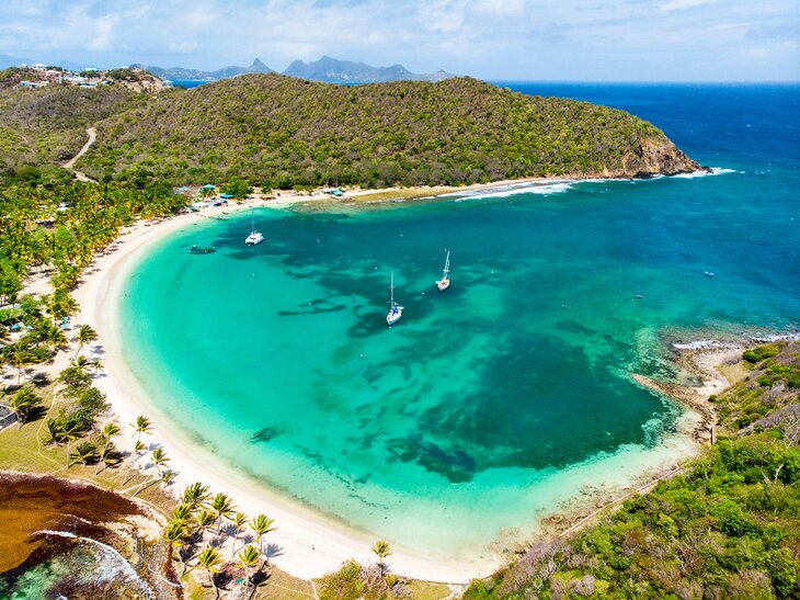 Aerial view of Mayreau in St. Vincent and the Grenadines