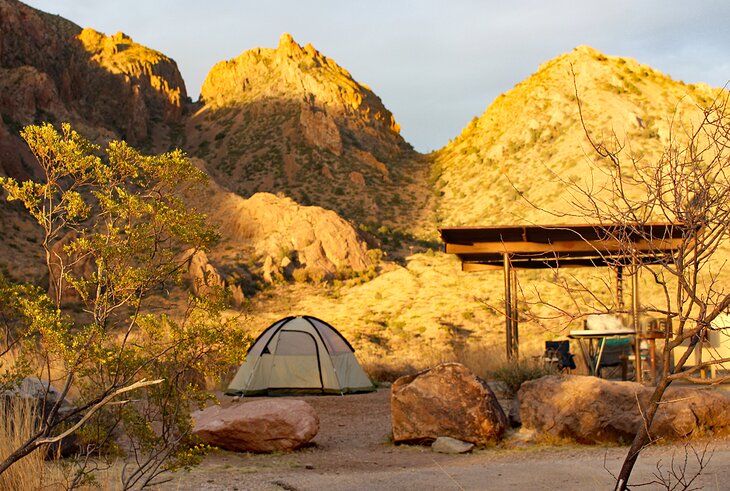 A tent site in Big Bend National Park