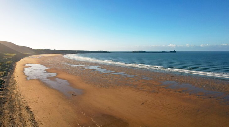 Aerial view of Rhossili Bay