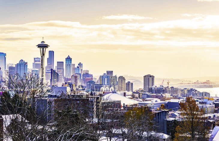 View over Seattle in winter