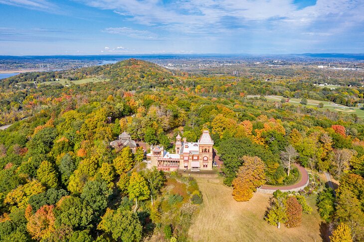 Aerial view of Olana State Historic Site, Hudson, New York