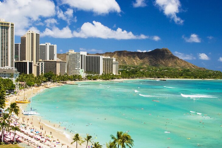 Waikiki Beach and Diamond Head on Oahu