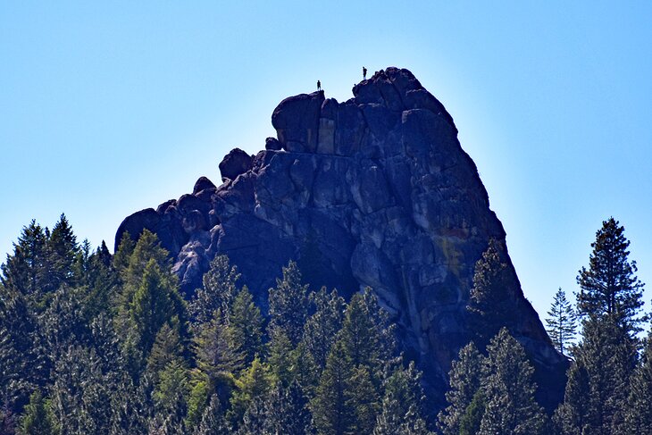 Hikers on Stack Rock in the Boise National Forest