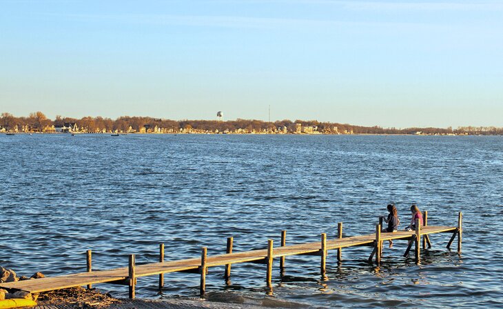 Sitting on a dock in Clear Lake