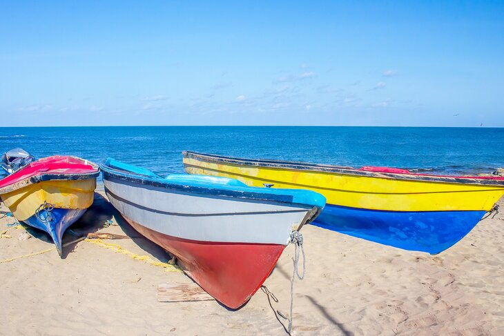 Colorful boats on Treasure Beach