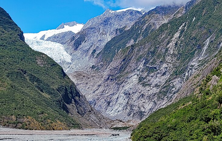 Franz Josef Glacier from Valley Walk view in 2023