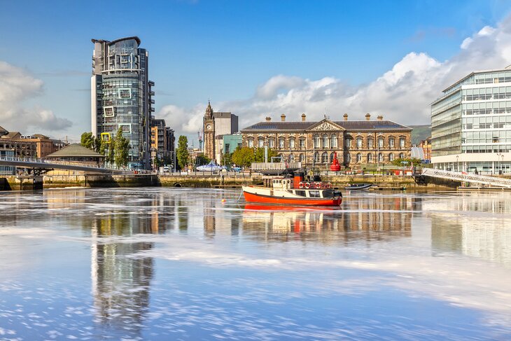 Custom House and River Lagan in Belfast, Northern Ireland