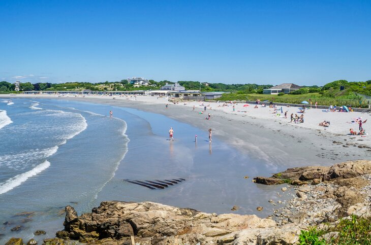 View over Reject's Beach and Baileys Beach Club in Newport