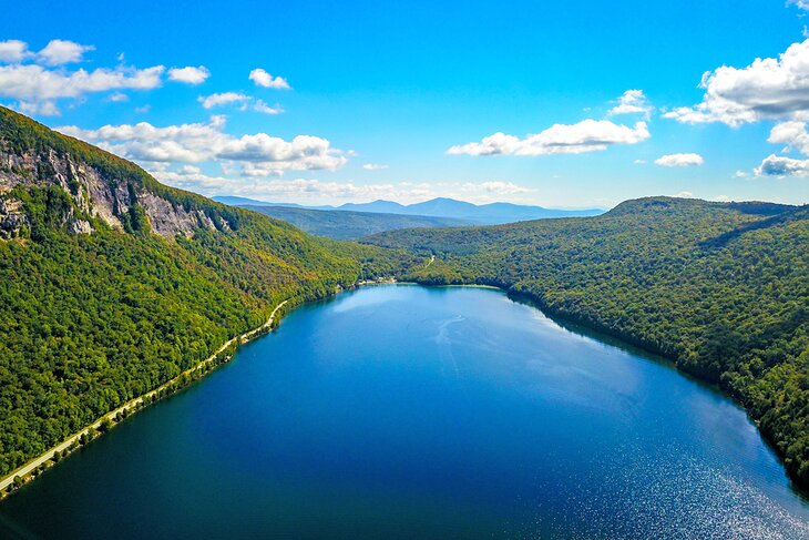 View over Lake Willoughby from Mt. Pisgah