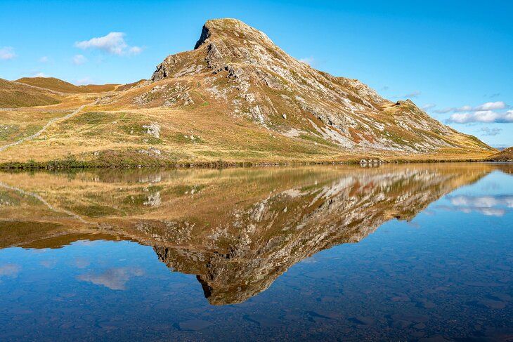 Pared y Cefn-hir mountain, and Cregennan Lake in Snowdonia National Park