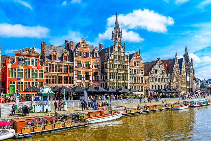 Historic buildings along the Graseli Canal in Ghent