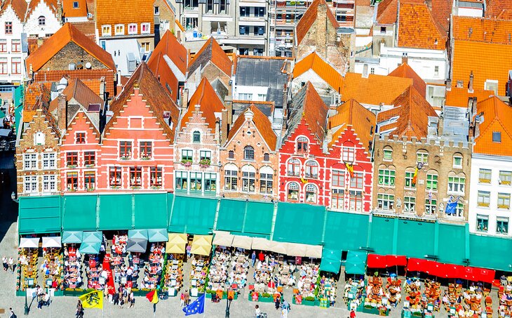 Aerial view of Markt Square in Bruges