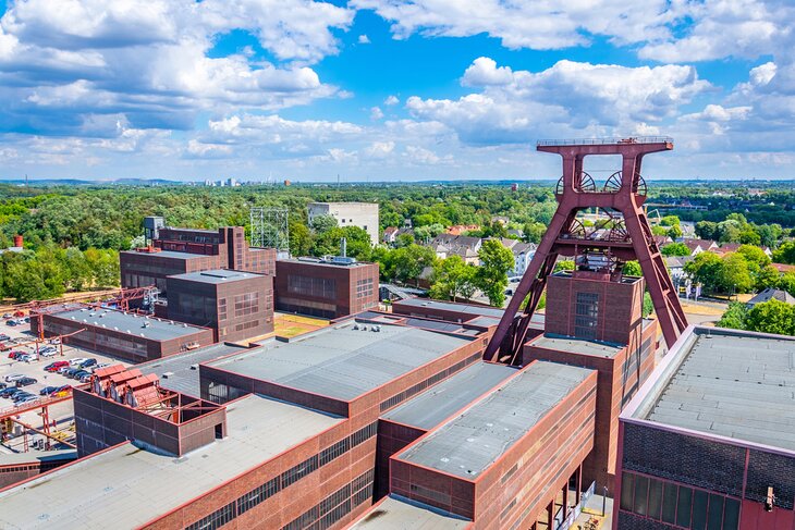 Aerial view of Zollverein Coal Mine Industrial Complex in Essen, Germany