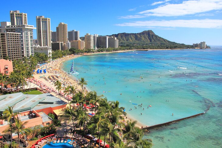 View over Waikiki Beach and Diamond Head