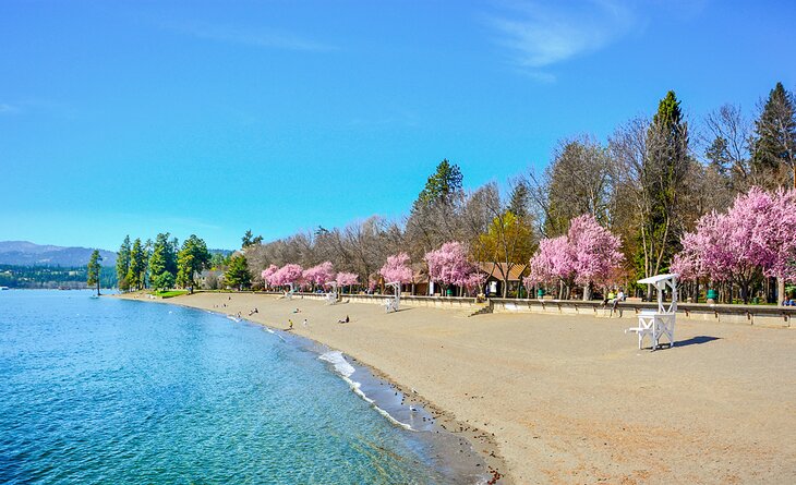 Sandy beach along Lake Coeur d'Alene, Idaho